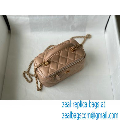 chanel Lambskin  &  Gold-Tone Metal nude Vanity with Chain